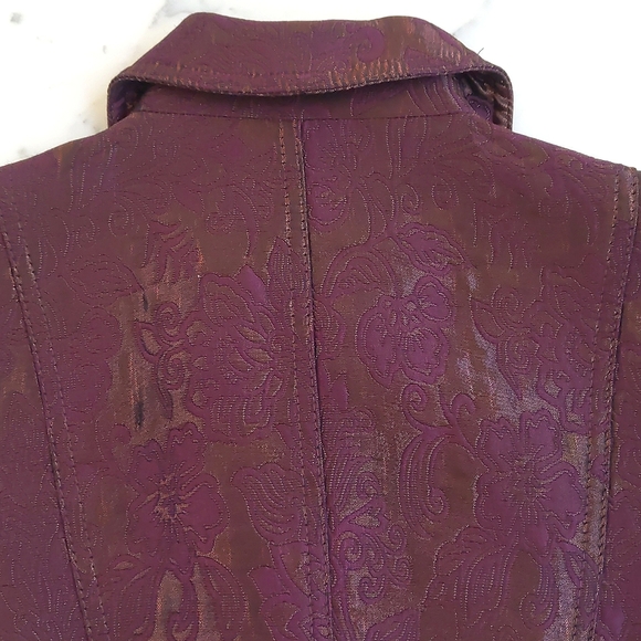 NWT. The Limited Fully lined burgundy brown jacquard blazer with jeweled buttons - Picture 7 of 8